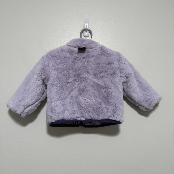 North Face Reversible Mossbud Purple Valley Floral Fleece Zip-Up Jacket Baby 0-3 - Picture 4 of 4